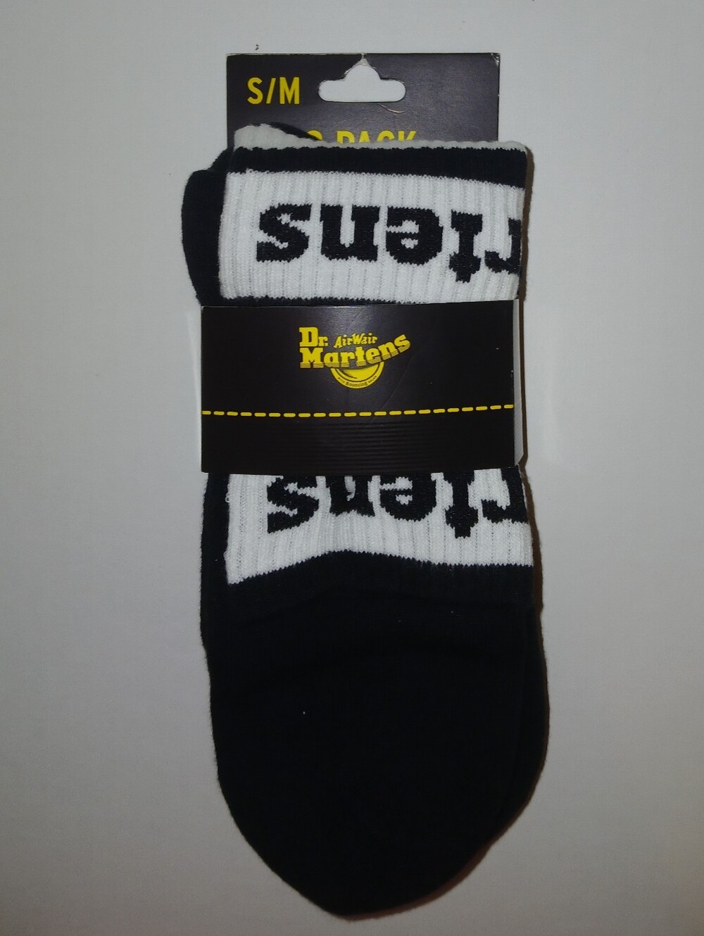 3 Pairs! Dr. Martens Athletic Crew Logo Socks, Unisex, Black & White Size S/M